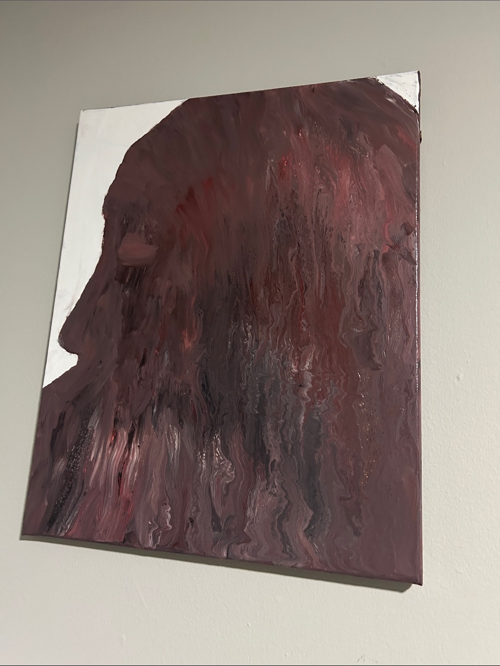 Contemporary Maroon Silhouette Canvas Painting - Home Art